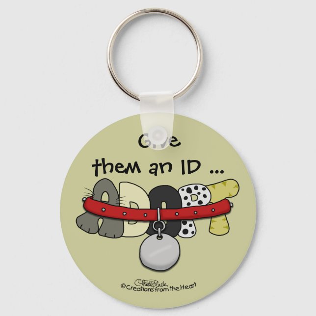 ADOPT with Collar-Give Them an ID Keychain (Front)