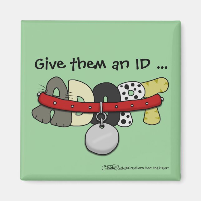 ADOPT with Collar-Give Them an ID Magnet (Front)