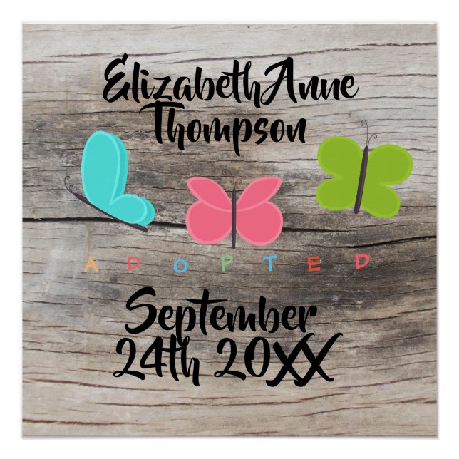 Adopted Butterflies - Custom Name Date Poster (Front)