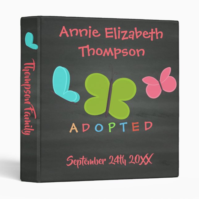 Adopted Butterfly Adoption - Custom Name Binder (Front/Spine)