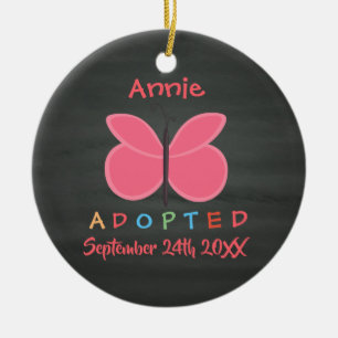 Adopted Butterfly Adoption - Custom Name Ceramic Ornament