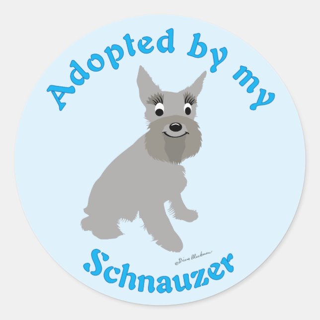 Adopted by my Schnauzer Classic Round Sticker (Front)