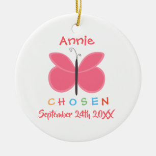 Adopted Chosen Butterfly Adoption - Custom Name Ceramic Ornament