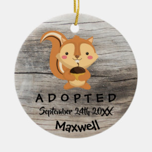 Adopted - Customized Chipmunk Adoption Gift Ceramic Ornament