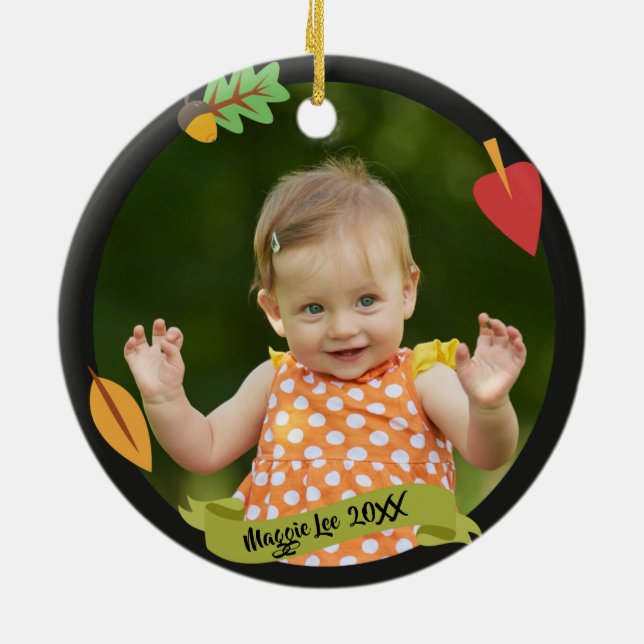 Adopted - Customized Fox Adoption Gift Ceramic Ornament (Back)