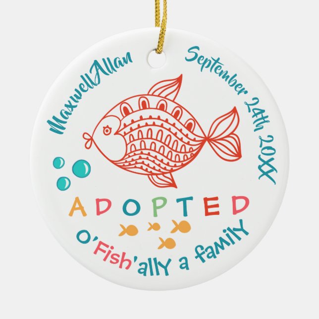 Adopted from Foster Care Fish - Custom Name Ceramic Ornament (Front)