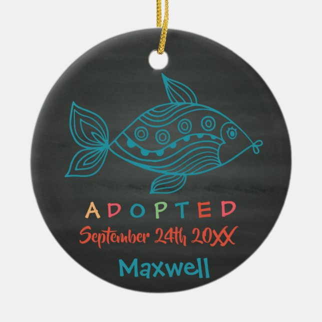 Adopted from Foster Care Fish - Custom Name Ceramic Ornament (Front)