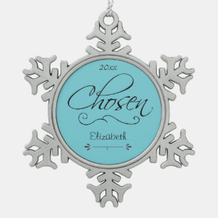 Adopted Scrolling Chosen Date Adoption Personalize Snowflake Pewter Christmas Ornament