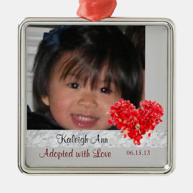 Adopted with Love Photo Ornament (Front)