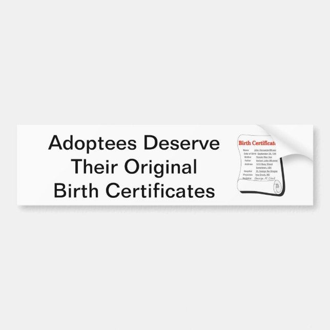 Adoptees Deserve OBCs Bumper Sticker (Front)