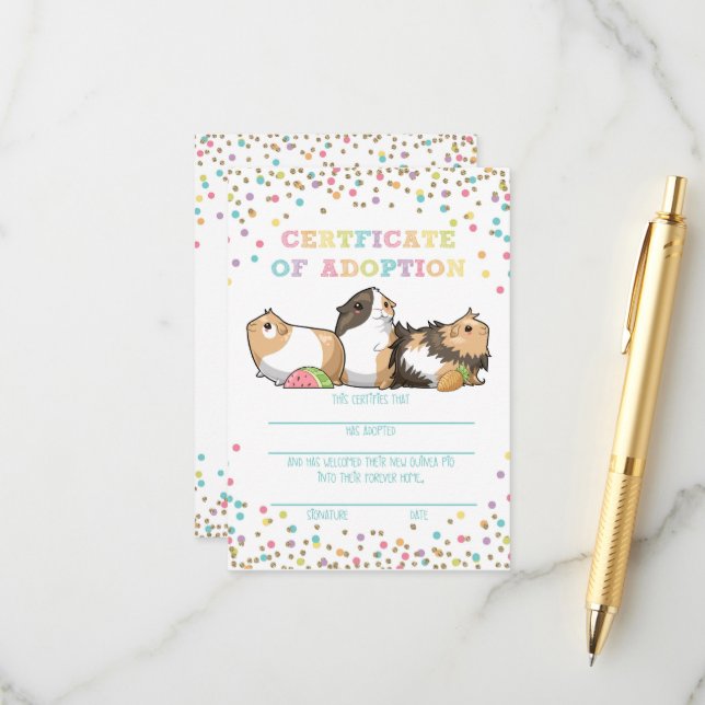 Adopter un certificat d'adoption pour le porc de G (Devant/Arrière en situation)