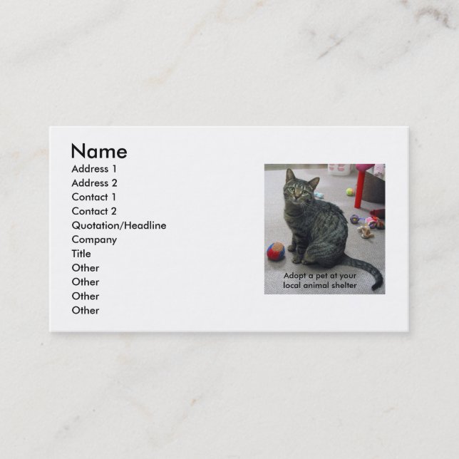Adoptez une carte de profil d'animal familier (Devant)