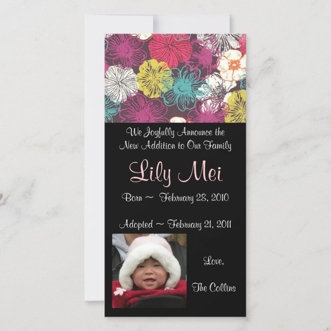 Adoption Announcement Photo Card (Front)