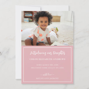 Adoption Announcement Pink and White Stripe 