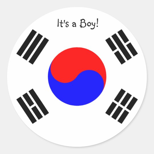 Adoption Announcement Stickers- South Korea, boy Classic Round Sticker