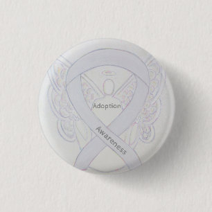 Adoption Awareness Angel White Ribbon Custom Pin