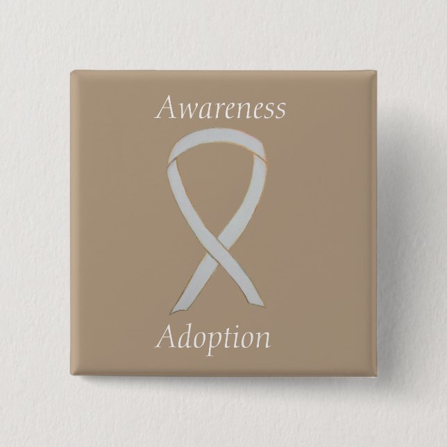 Adoption Awareness White Ribbon Custom Pin (Front)