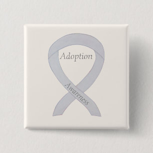 Adoption Awareness White Ribbon Custom Pin
