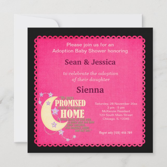 Adoption Baby Shower Girl Invitation (Front)