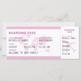 Adoption Boarding Pass Keepsake Card
