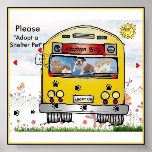 Adoption Bus for Cat's & Dog's Poster