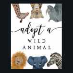 Adoption Centre | Boy Safari Birthday Party Sign<br><div class="desc">Fun and cute sign for your child's safari theme birthday party! It's an adoption centre poster sign for a birthday activity to adopt stuffed animals. Have a variety of stuffed animals as party favours for kids to take home and "adopt a pet." Features illustration of zoo. The text says "adopt...</div>
