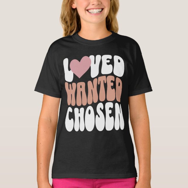 Adoption Day "Loved Wanted Chosen" Retro Kid's T-Shirt (Front)