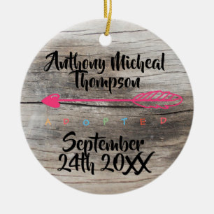 Adoption Design Custom Name Date Photo Ceramic Ornament