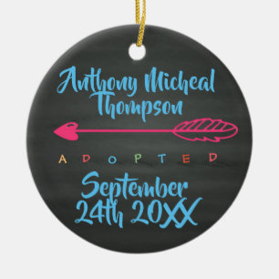 Adoption Design Custom Name Date Photo Ceramic Ornament