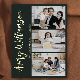 Adoption Faire-part Modern 3 Photo Foil Carte post