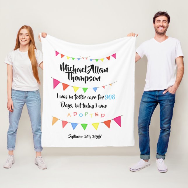 Adoption From Foster Care Custom Fleece Blanket (In Situ)