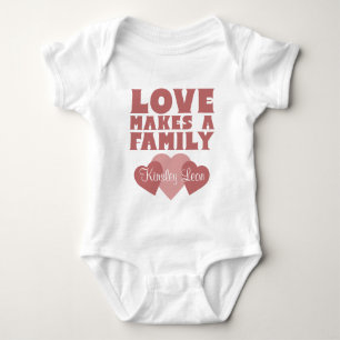 Adoption Hearts "Love Makes A Family" Custom Name Baby Bodysuit