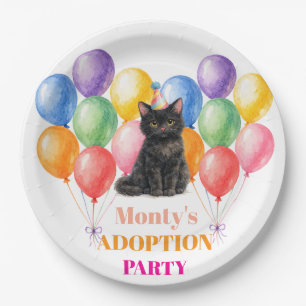 Adoption Party Gotcha day Black Cat Pet Paper Plate