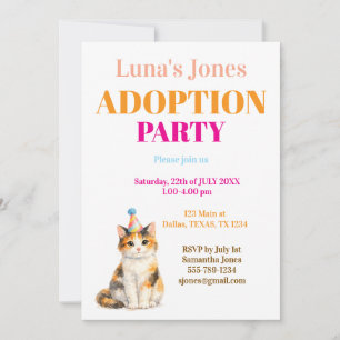 Adoption Party Gotcha day Calico Cat Pet Invitation