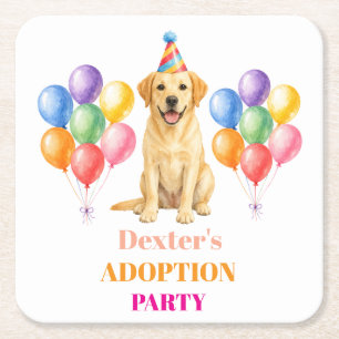 Adoption Party Gotcha day Labrador Dog Pet Square Paper Coaster