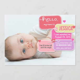 Adoption personnalisée Nouvelle fille faire-part