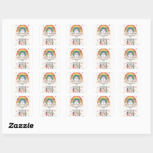 Adoption Rainbow Baby Shower Square Sticker