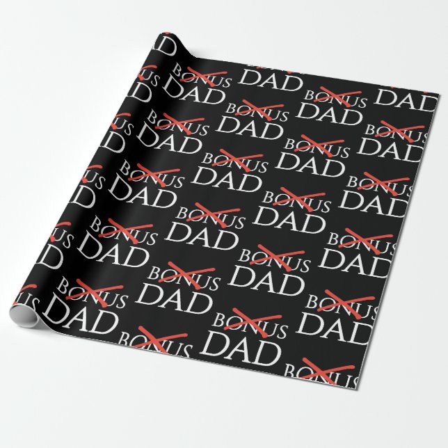 Adoption Stepdad BONUS DAD Father's Day Wrapping Paper (Unrolled)