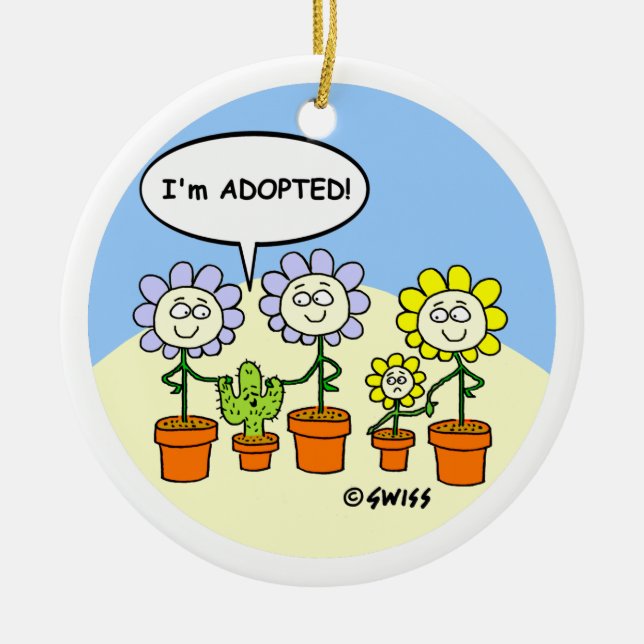 Adoption Theme Cute Cartoon Personalized Ceramic Ornament (Front)