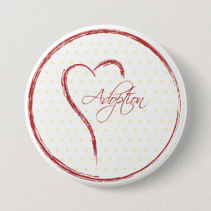 Adoption, Yellow Dots with Red Heart 3 Inch Round Button