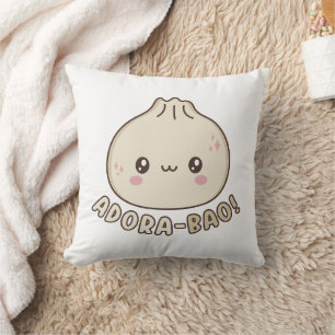 Adora-Bao Cute Kawaii Bao Dumpling Pun Lover Throw Pillow