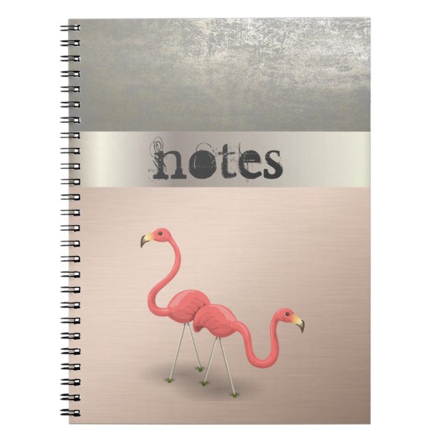 Adorabe Cute Flamingos  In Love -Personalized Notebook (Front)