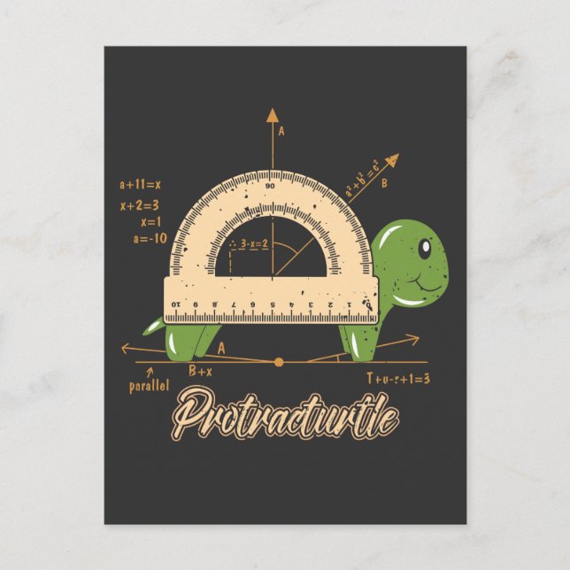 Adorabe Math Protractor Turtle Kids School Postcard (Front)