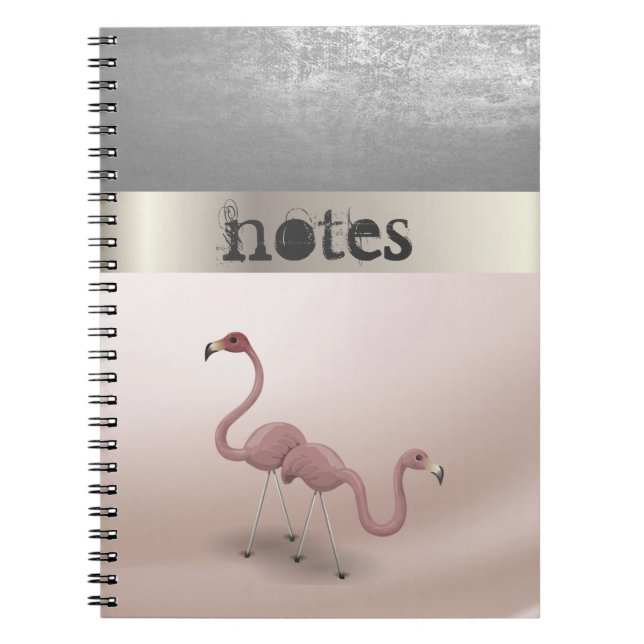 Adorabe Pink Flamingos  In Love -Personalized Notebook (Front)