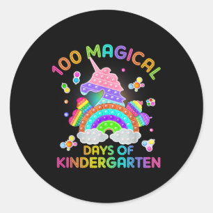 Adorable 100 Days Of Magical Kinder Learning Schoo Classic Round Sticker