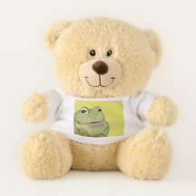 Adorable 11-inch teddy bear with frog shirt