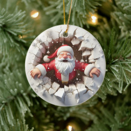 Adorable 3d Santa Clause Ceramic Ornament