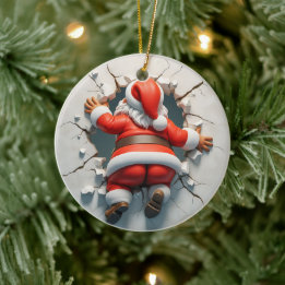 Adorable 3d Santa Clause Ceramic Ornament
