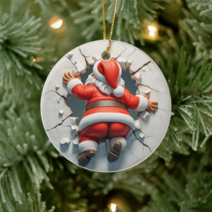 Adorable 3d Santa Clause Ceramic Ornament