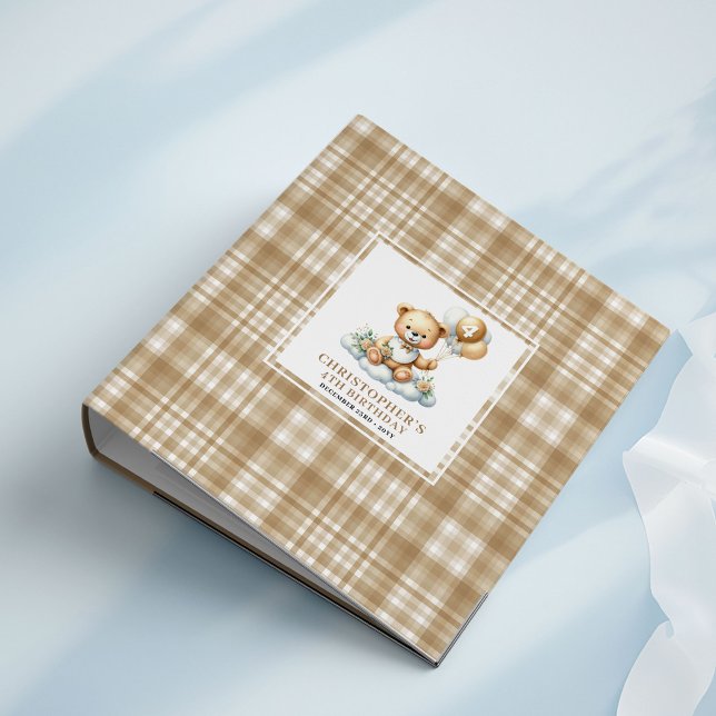 Adorable 4th Birthday Teddy Bear Gold Memory  Binder (Adorable 4th Birthday Teddy Bear Gold Memory )